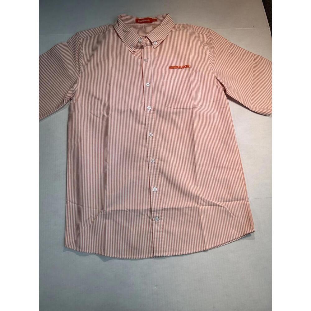 Whataburger Employee Uniform Shirt Unisex Short Sleeve Orange Striped LOGO